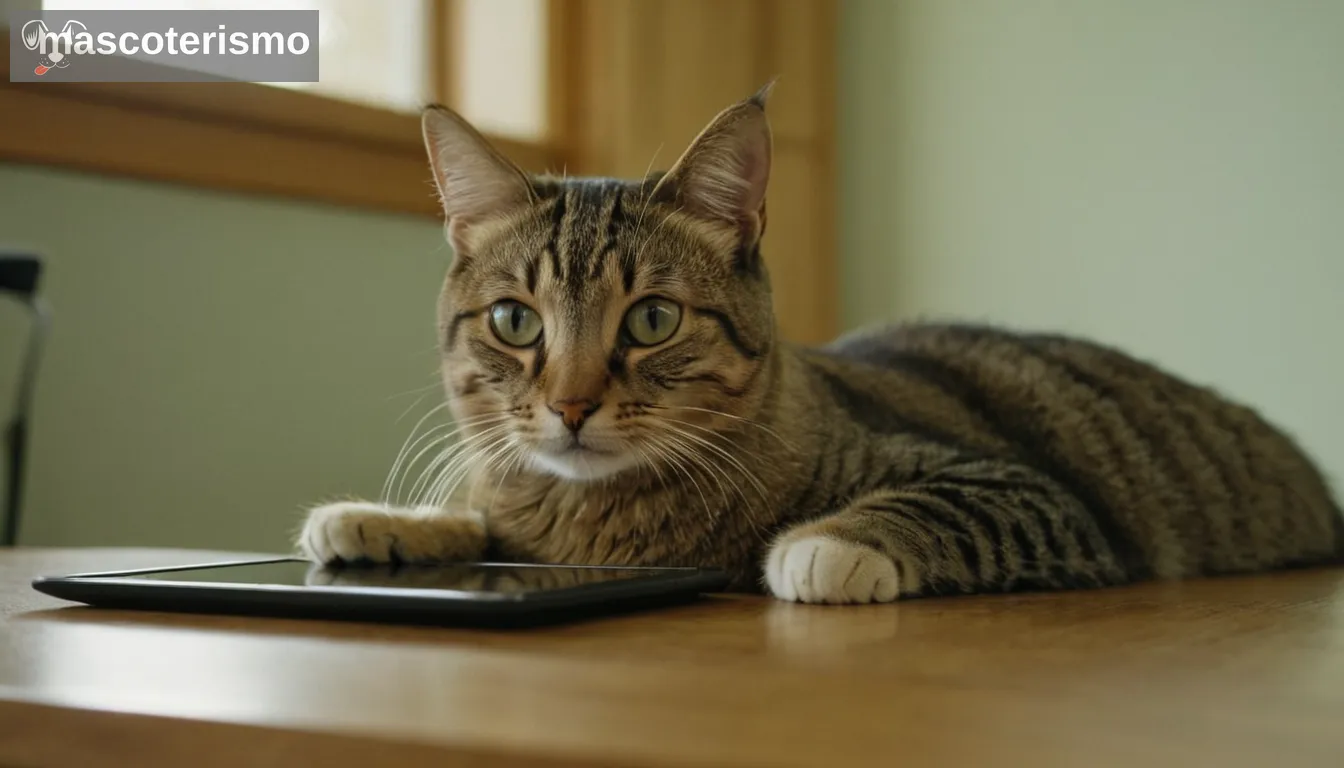 Imagen portada de un gato, tableta mirtazapina, oficina veterinaria, información sobre la salud de los animales, Medicina administrada gentilmente, Animales calmantes, Fondos informativos, Alrededores sugestivos de cuidado y confianza, Visuales claros sin texto explícito